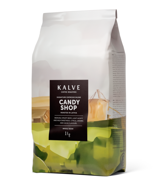 Kalve Candy Shop (Espresso grauzdējums) kafijas pupiņas 1kg